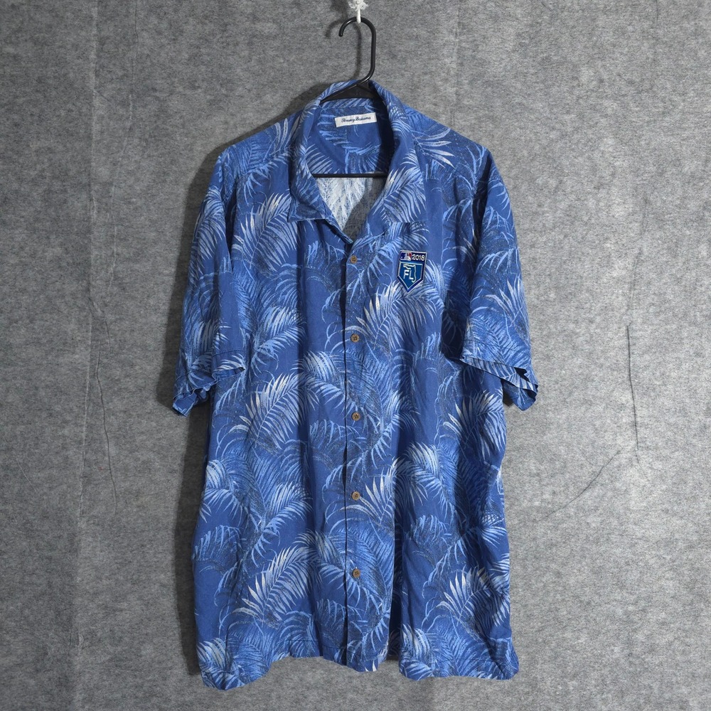 Tommy Bahama MLB Florida Marlins Shirt Mens 3XL Blue Hawaiian Camp 2018 Party